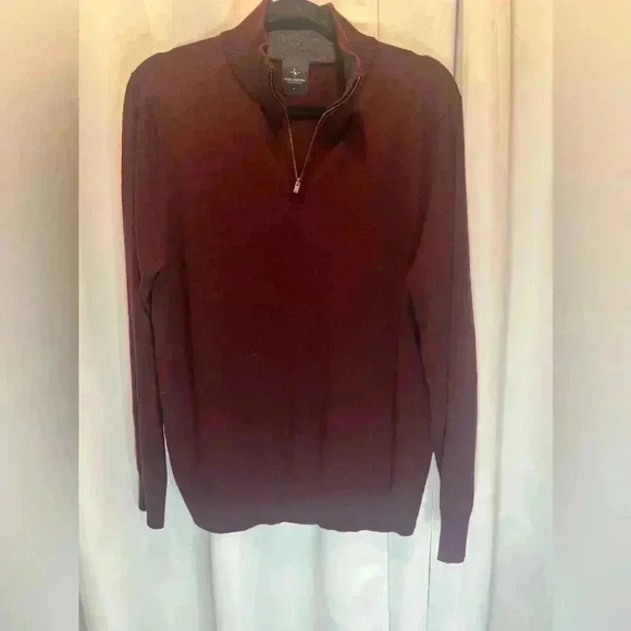 Tailorbyrd Sweater Large Men Tan 100% Merino Wool 1/4 Zip Made in Italy - Picture 1 of 5